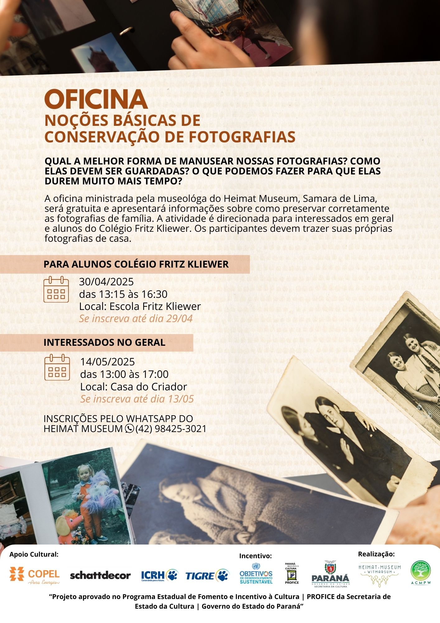 Leia mais sobre o artigo Oficina de Noções Básicas de Conservação de Fotografias